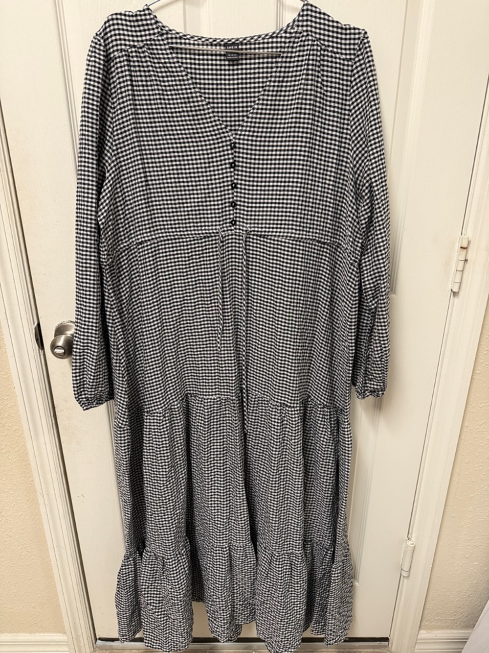 SHEIN Black and White Gingham Maxi Dress